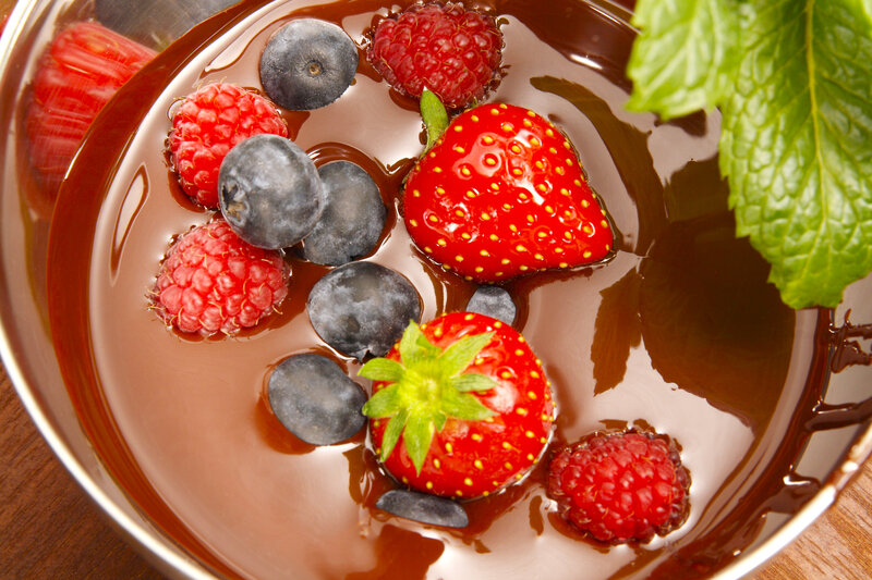 Chocolate Dessert with Berries — Brown, Appetizing