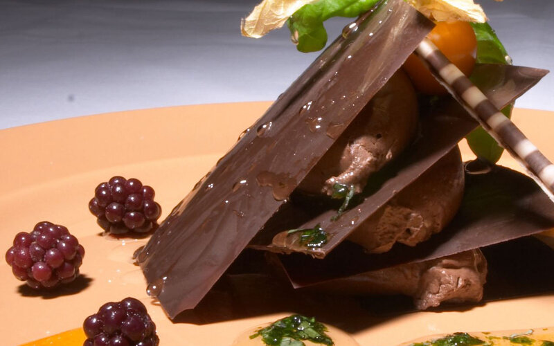 Chocolate Dessert with Berries — Brown