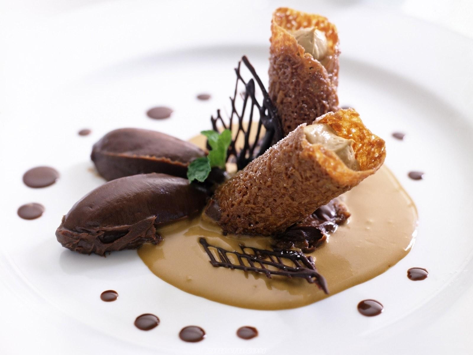 chocolate dessert with caramel sauce
