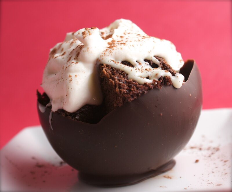 chocolate dessert with cream