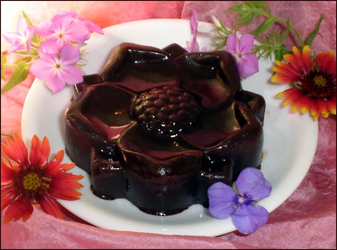 Chocolate dessert with flowers