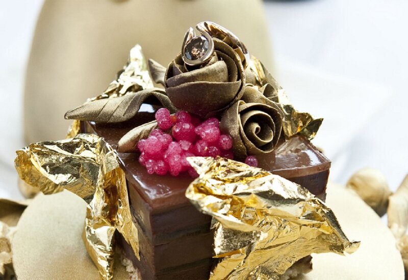 Chocolate Dessert with Gold Leaf — Brown