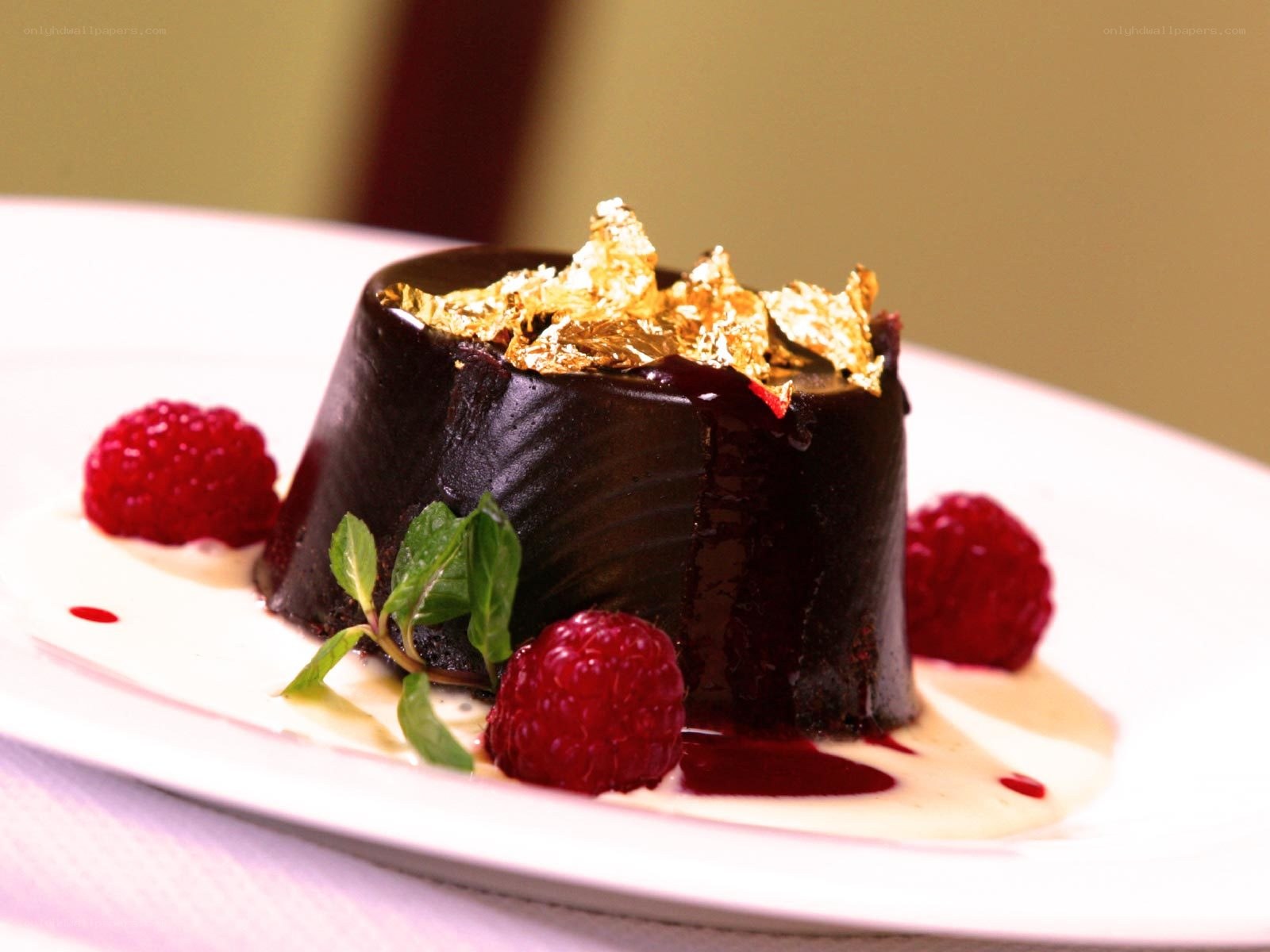 Chocolate dessert with gold leaf