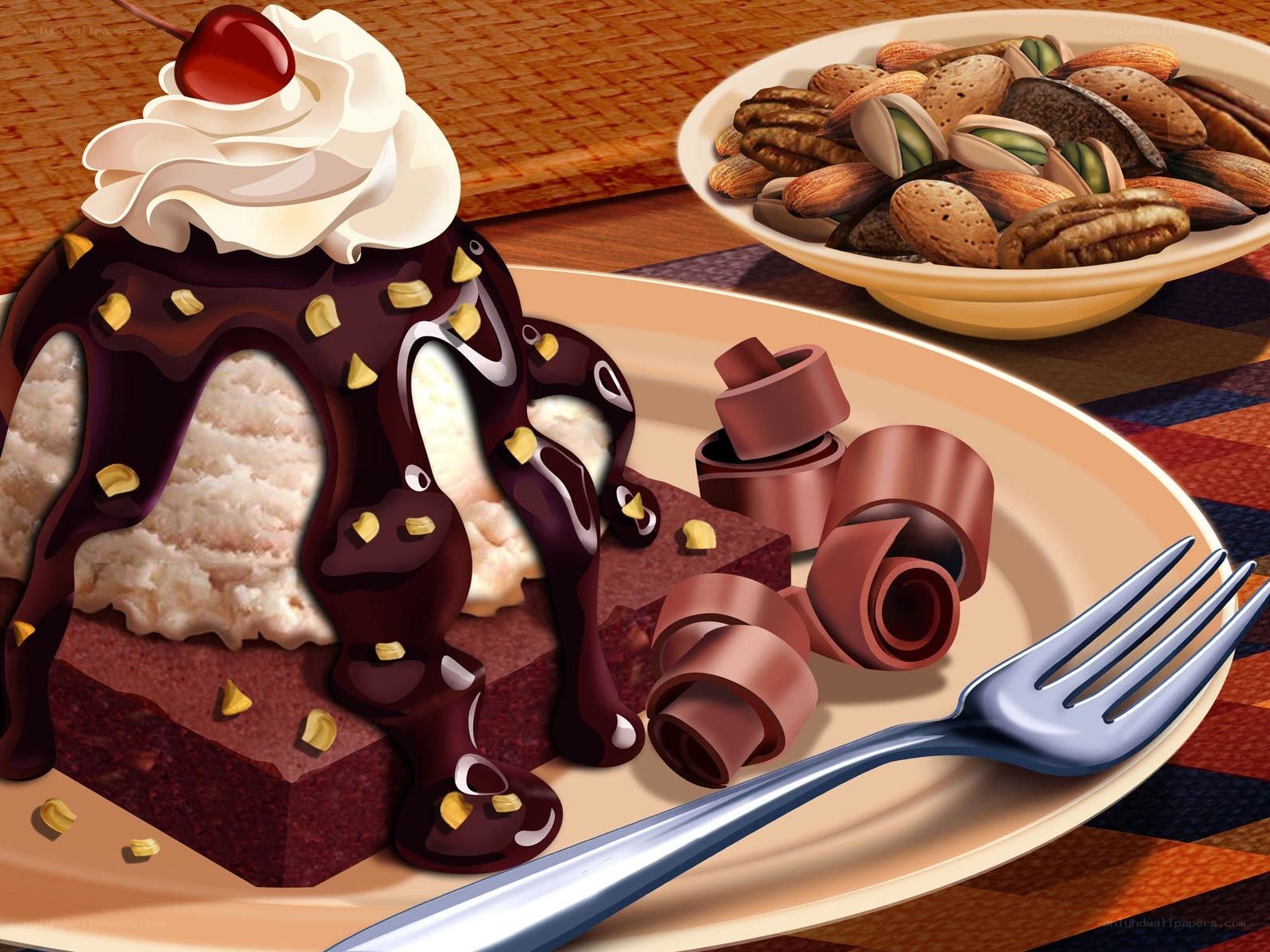 Chocolate dessert with ice cream