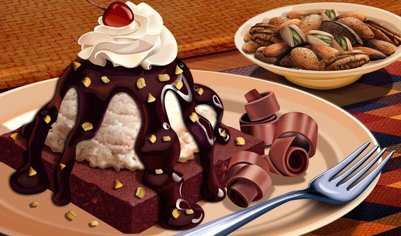 Chocolate Dessert with Ice Cream — Brown
