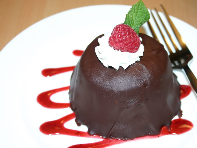 chocolate dessert with raspberry