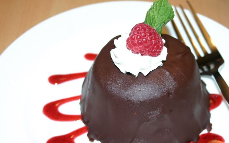 Chocolate Dessert with Raspberry — Brown, Appetizing