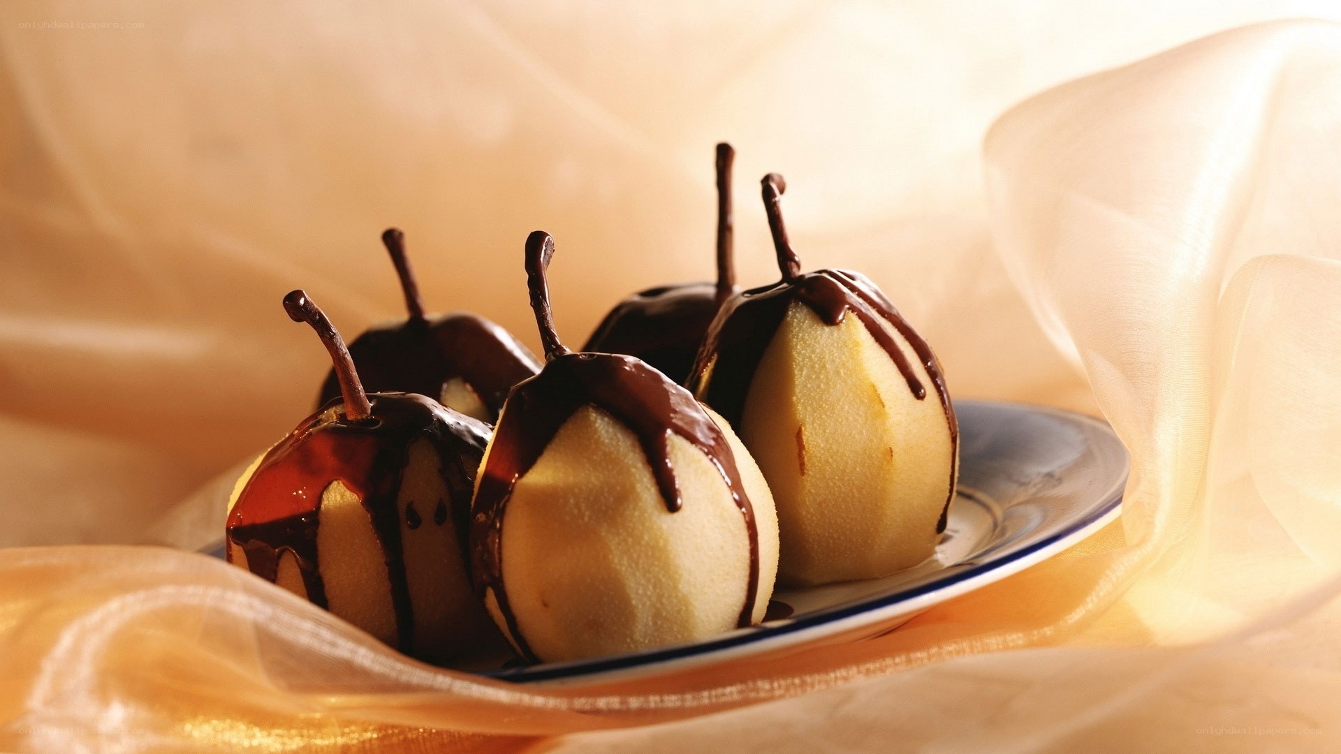 chocolate-dipped pears