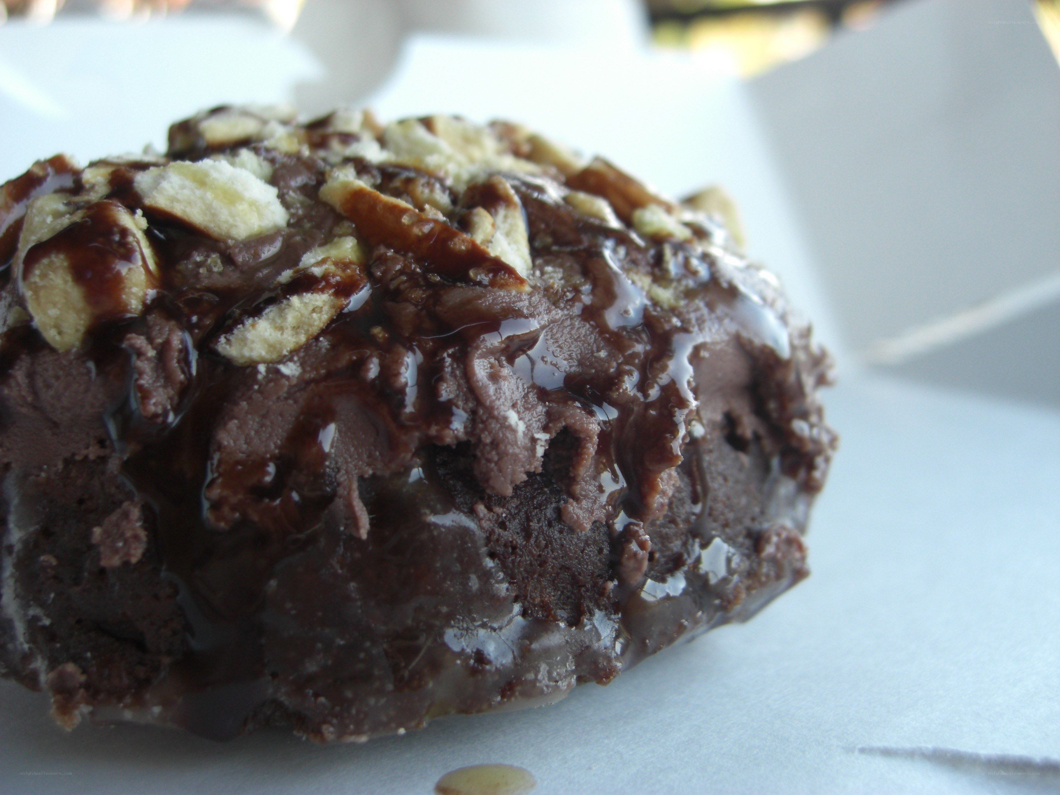 chocolate donut with nuts