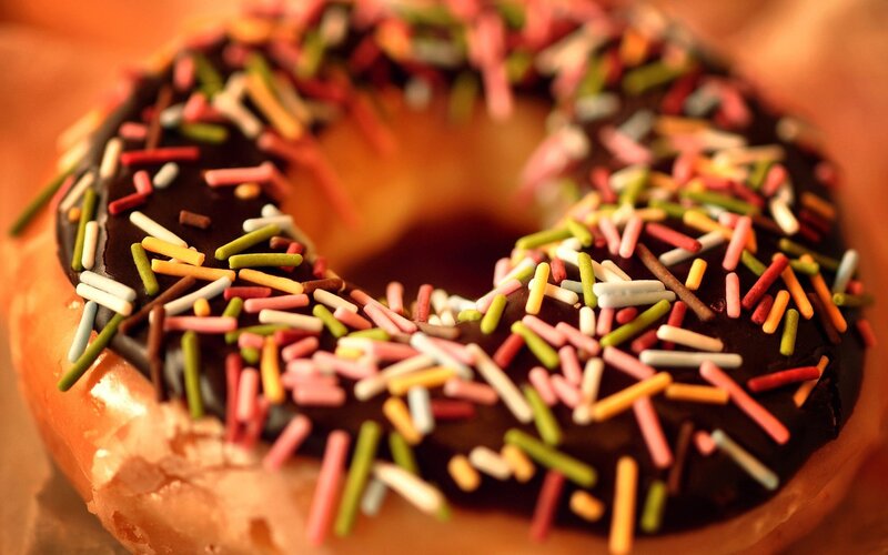 Chocolate Donut with Sprinkles — Brown, Appetizing, Photograph, Glaze