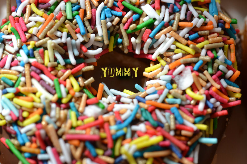 Chocolate Donut with Sprinkles — Brown, Appetizing, Photograph