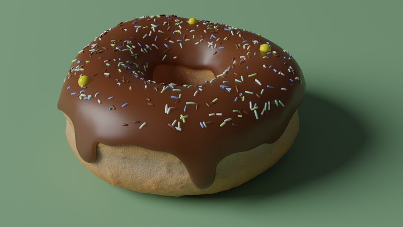 Chocolate Donut with Sprinkles — Brown, Neutral, 3d Render