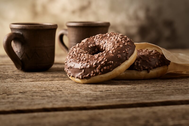 Chocolate Donuts on Table