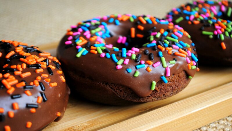 Chocolate Donuts with Sprinkles — Brown, Appetizing