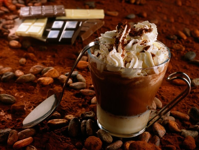 chocolate drink with whipped cream