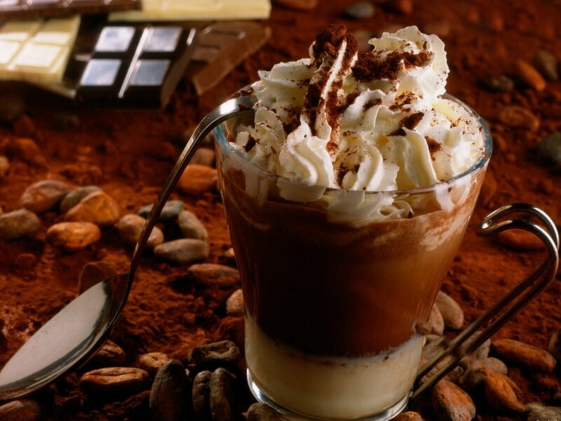 Chocolate Drink with Whipped Cream — Brown, Indulgent