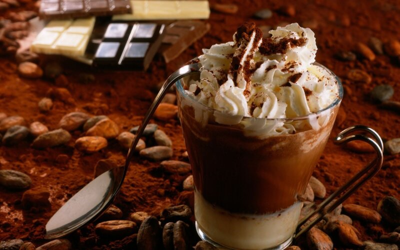 Chocolate Drink with Whipped Cream — Brown, Rich