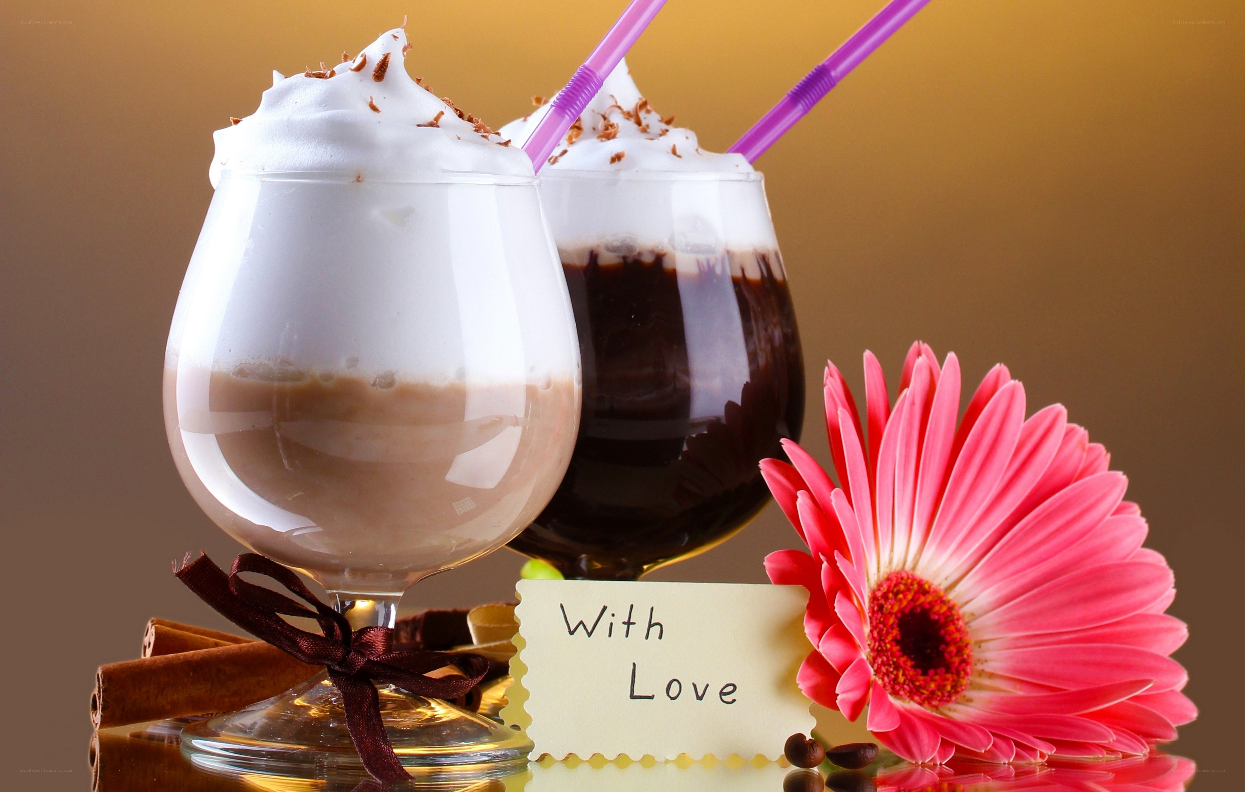 Chocolate drinks with love note