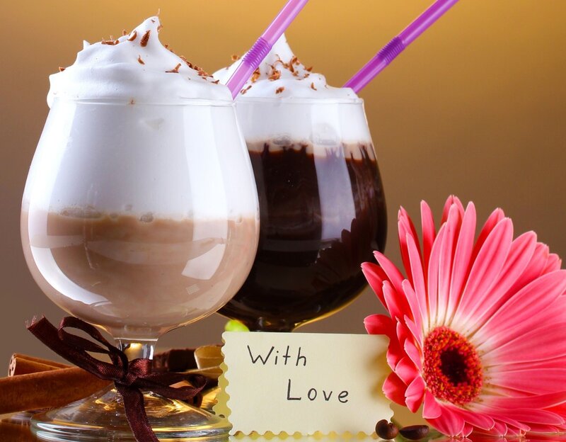 Chocolate Drinks with Whipped Cream — Brown