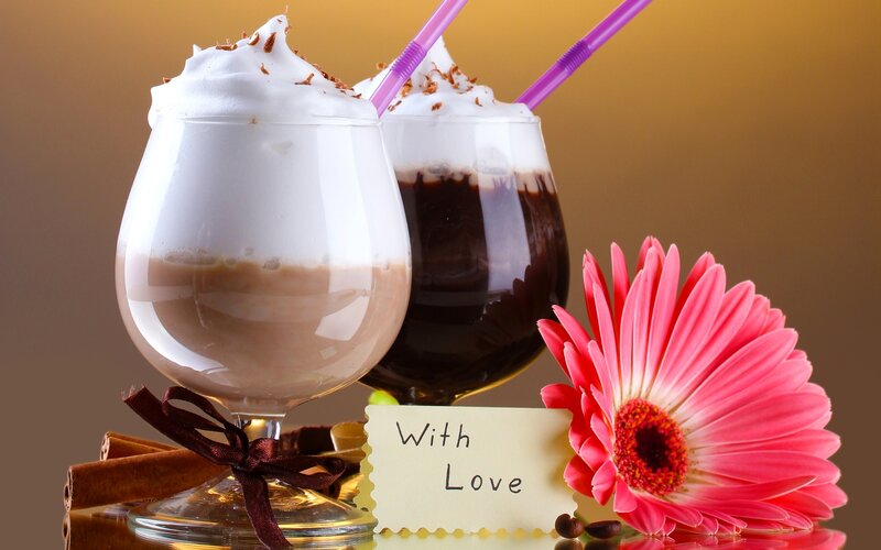 Chocolate Drinks with Whipped Cream — Brown, Warm