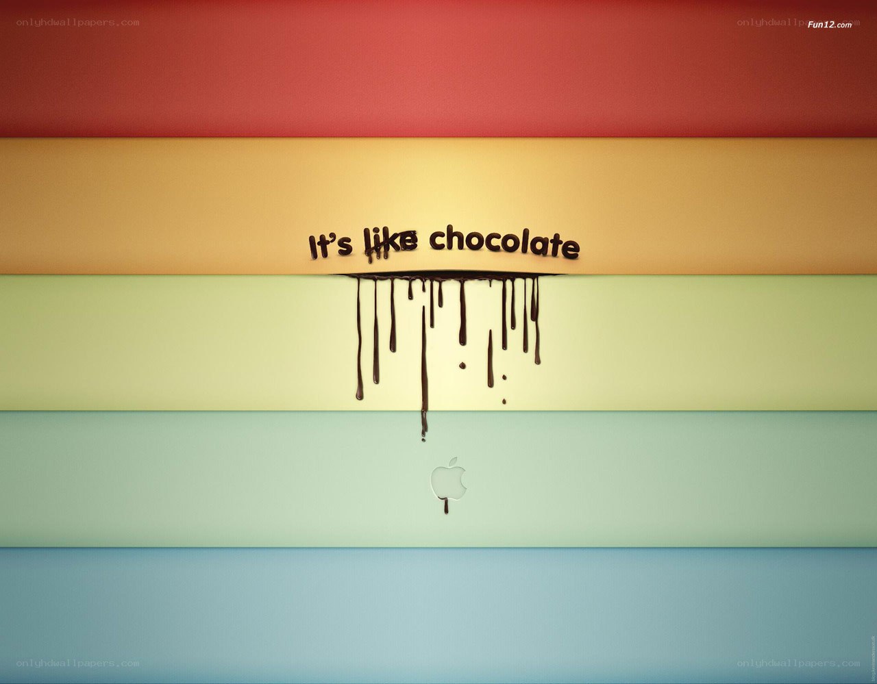 Chocolate dripping on rainbow stripes