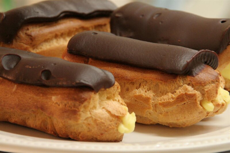 Chocolate Eclairs on Plate
