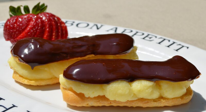 Chocolate Eclairs with Strawberry