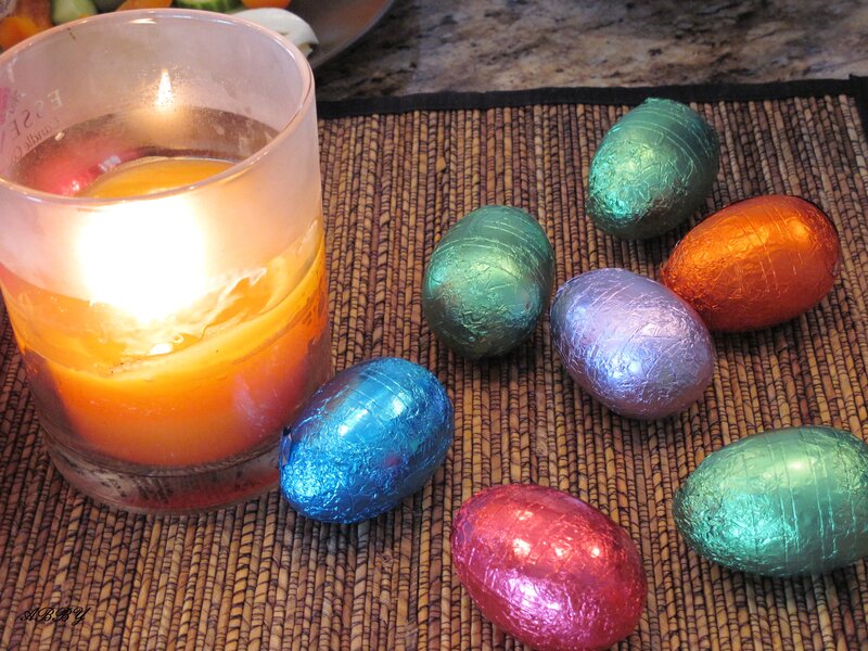 Chocolate Eggs and Candle