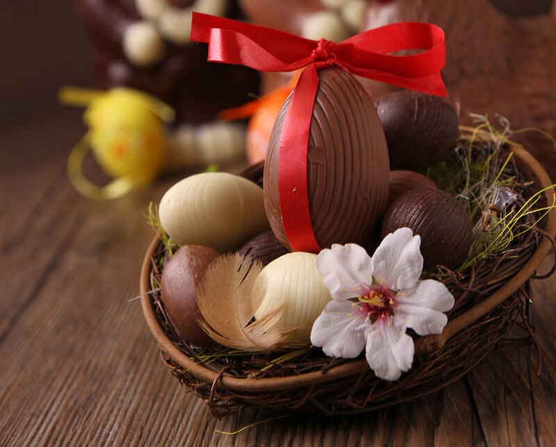 Chocolate Eggs in Basket