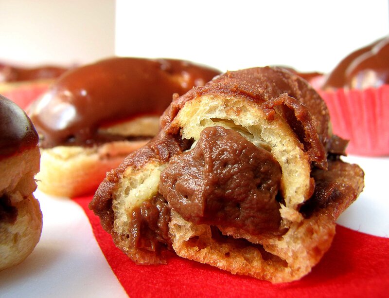 chocolate-filled pastry close-up