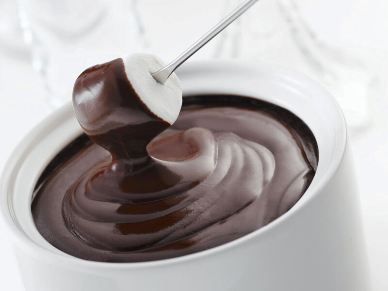 Chocolate Fondue with Marshmallow — Brown