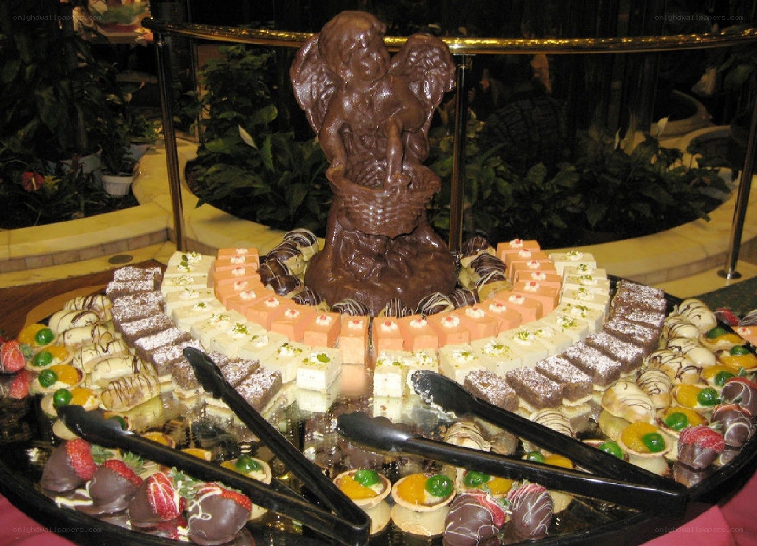 chocolate fountain dessert display