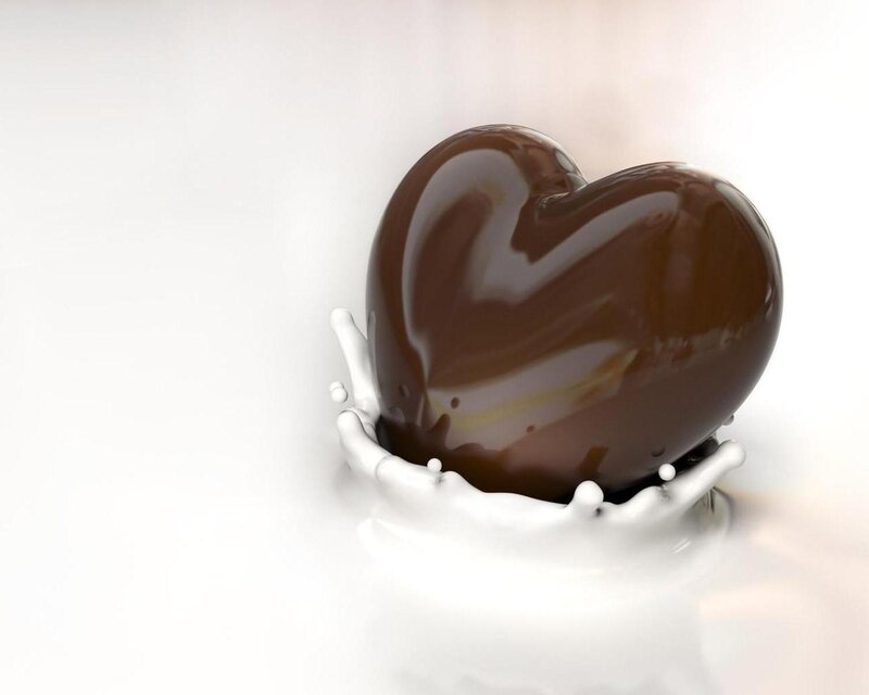 Chocolate Heart in Milk — Brown, Calm, 3d Render