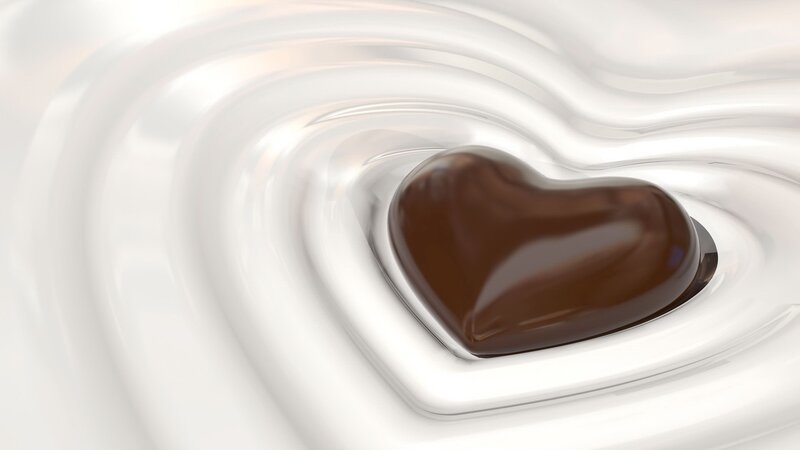 chocolate heart in white swirl