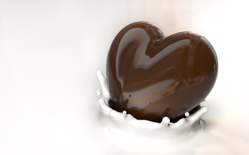 chocolate heart splashing milk