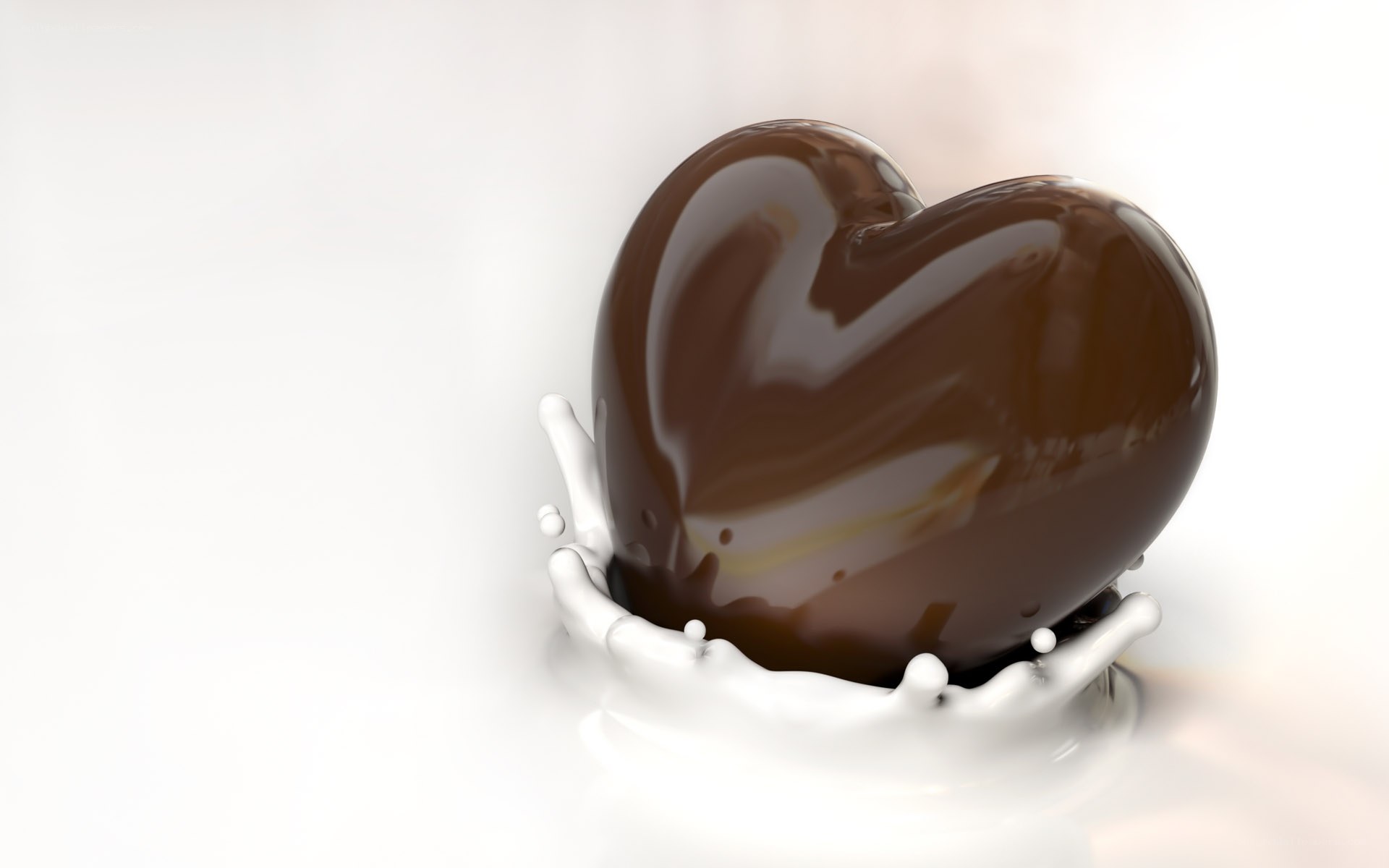 chocolate heart splashing milk