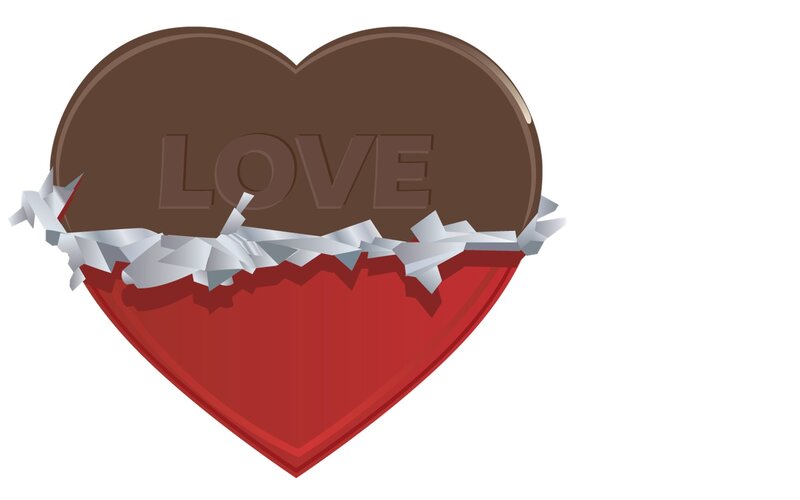Chocolate Heart with Love Text