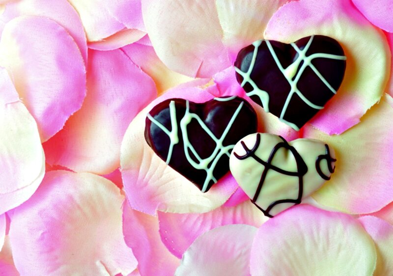 Chocolate Hearts on Petals