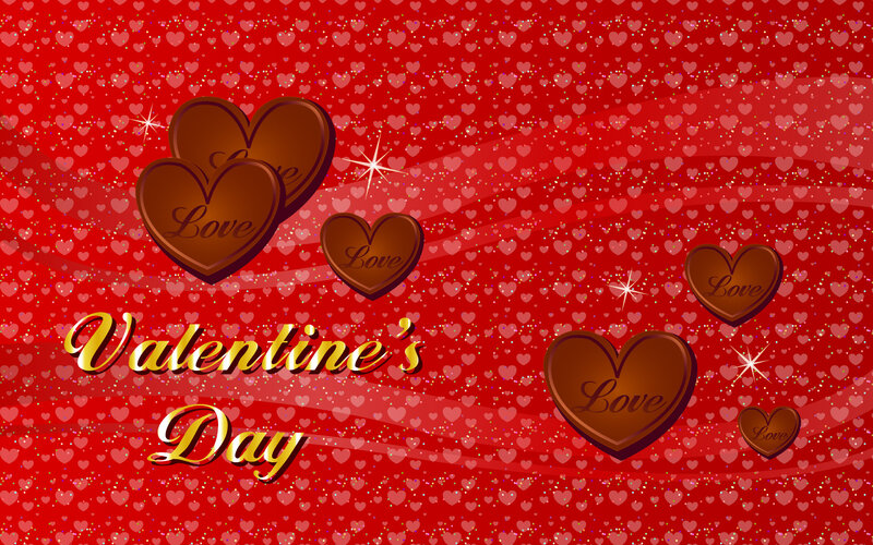 Chocolate Hearts on Red