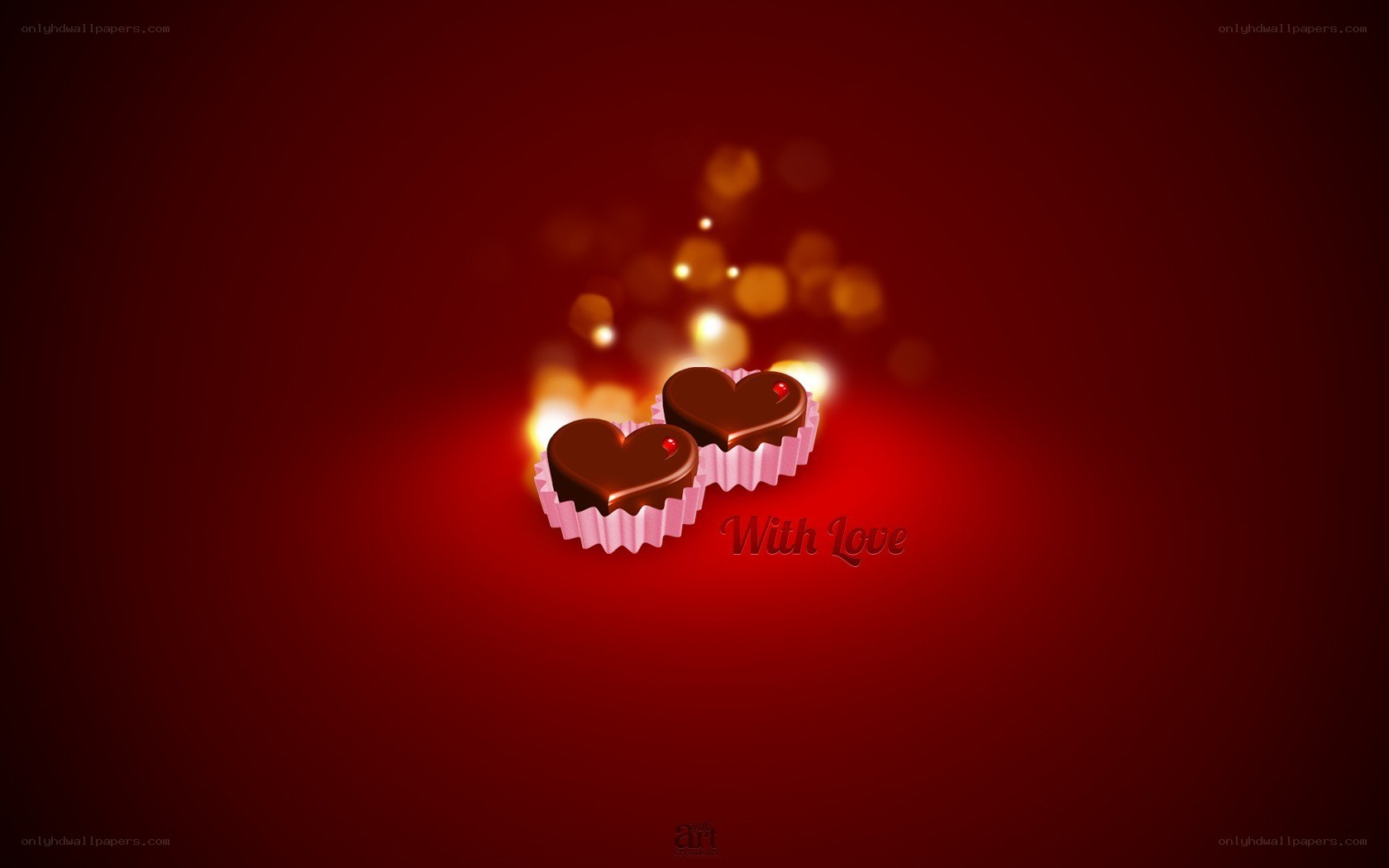 chocolate hearts with love