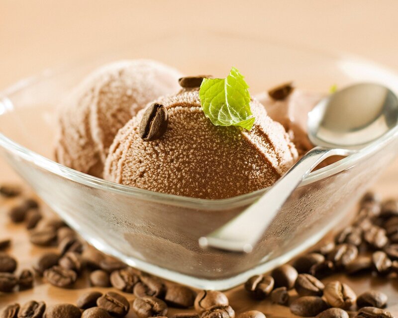 Chocolate Ice Cream Scoop — Brown, Appetizing, Photograph, Coffee Beans