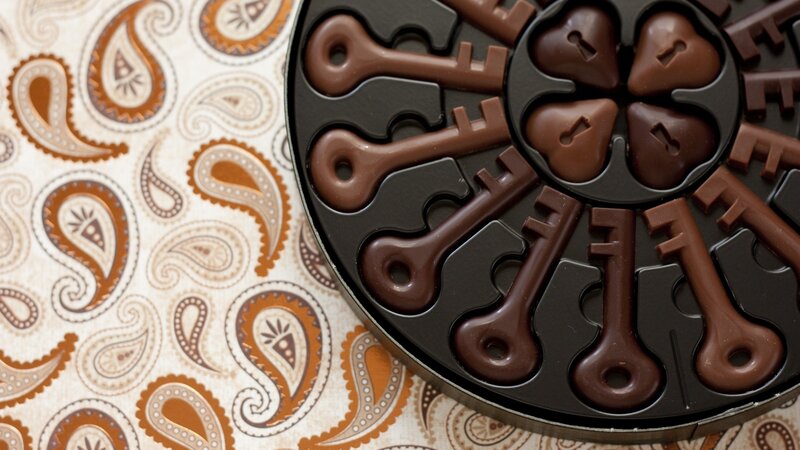 Chocolate Keys in Tray — Brown