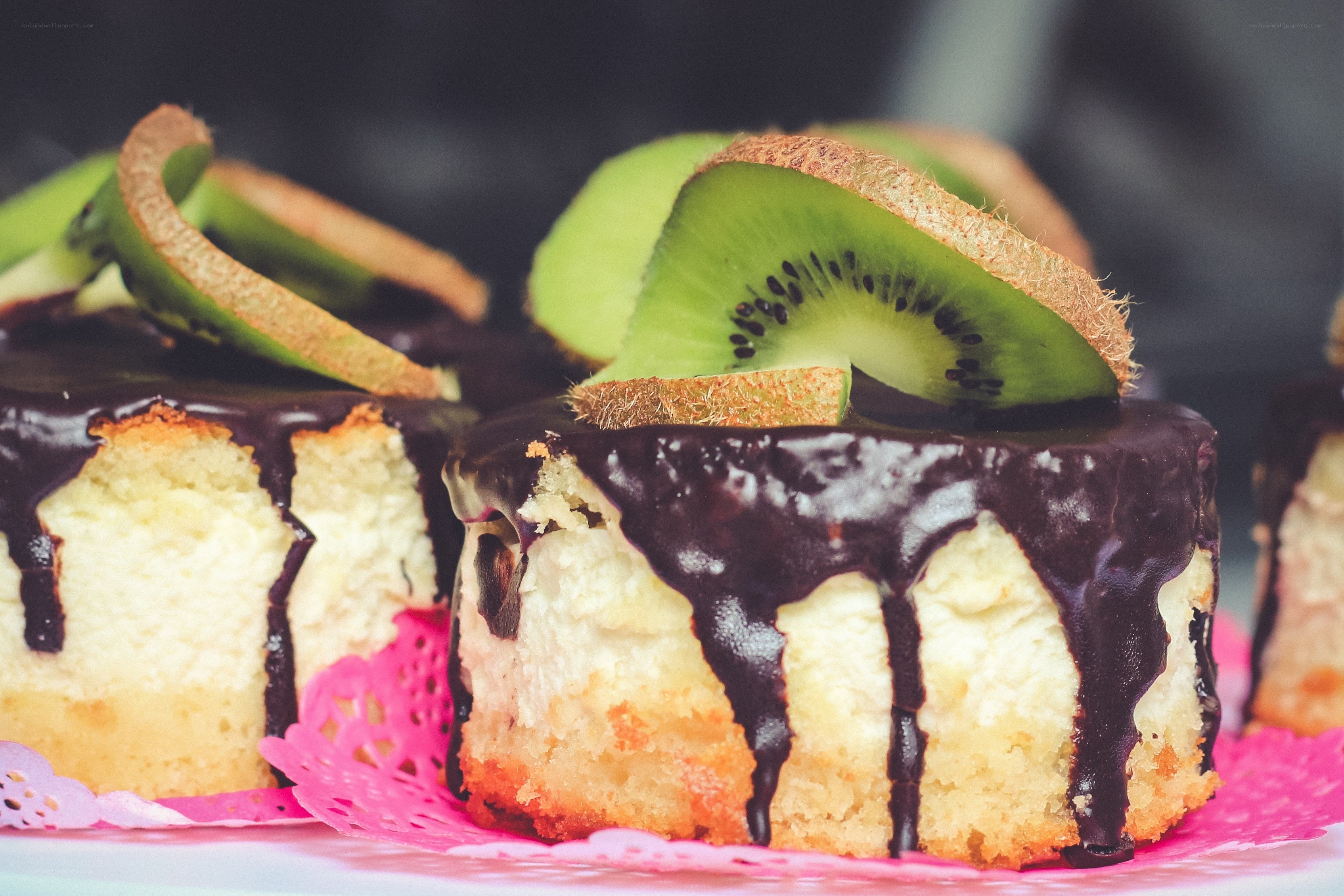 chocolate kiwi cake slices