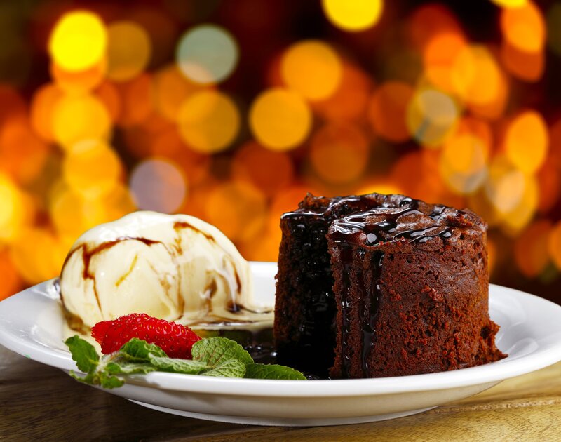 Chocolate Lava Cake — Brown, Warm, Night
