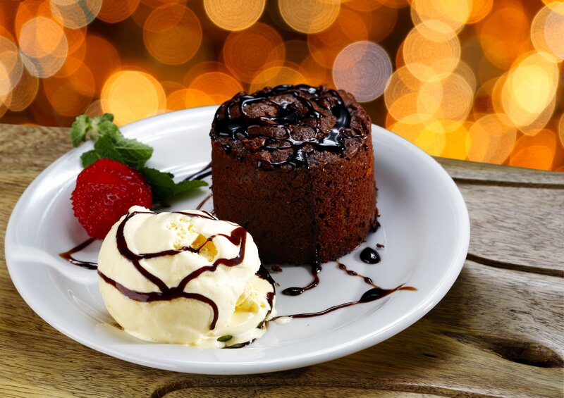 Chocolate Lava Cake — Brown, Warm, Photograph