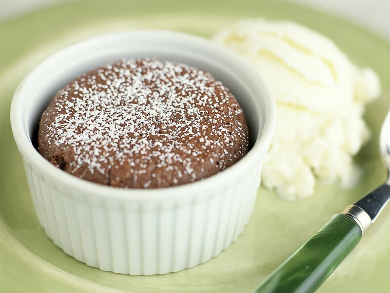 Chocolate lava cake with ice cream