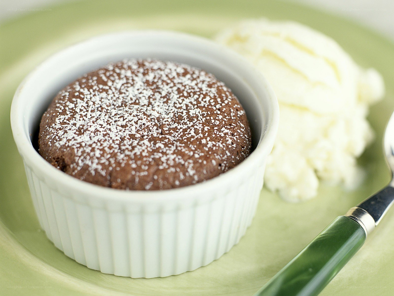 Chocolate lava cake with ice cream