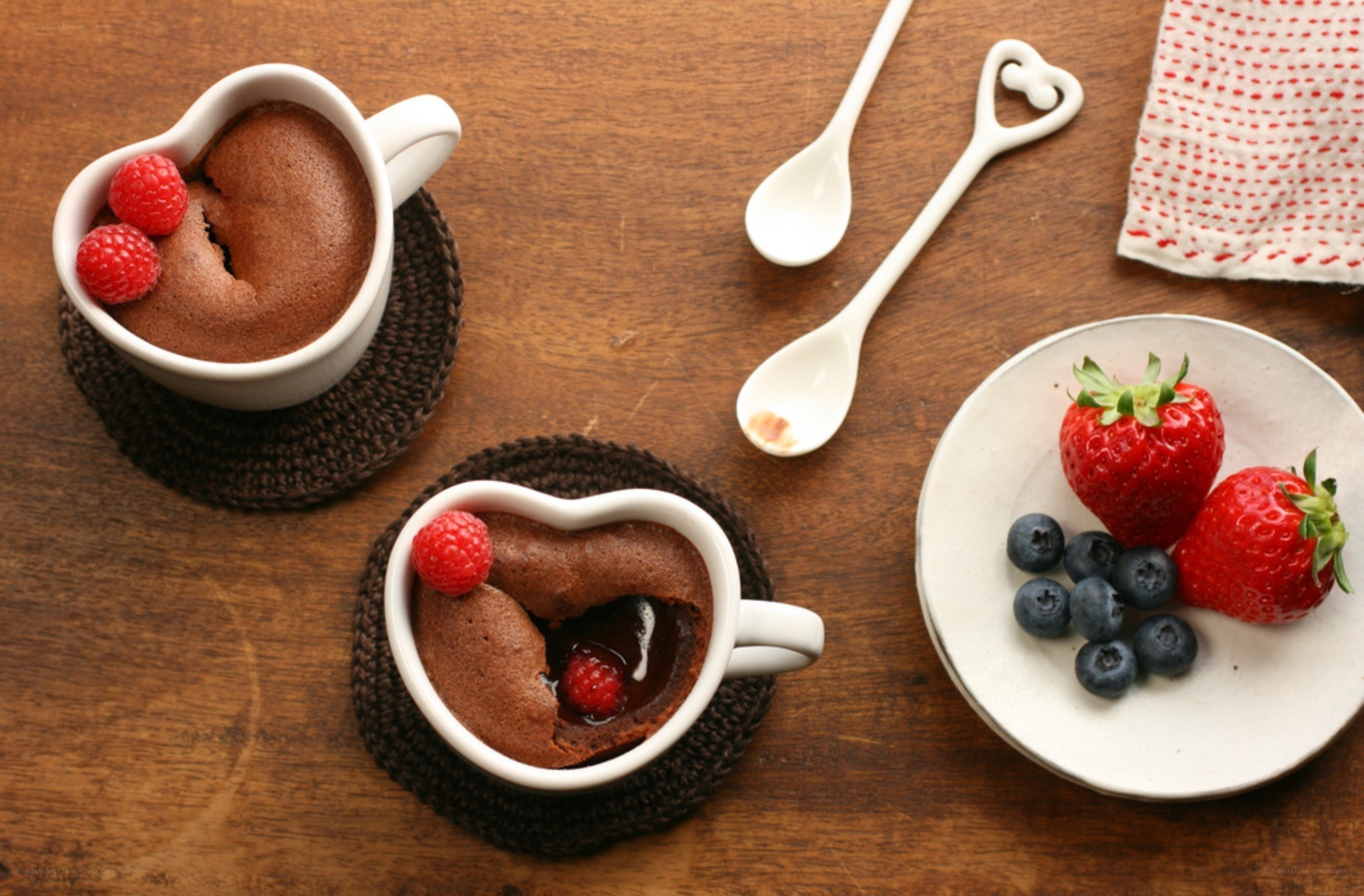 Chocolate lava cakes with berries