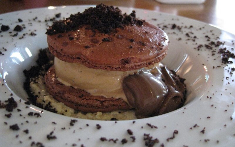 Chocolate Macaron Dessert — Brown, Indulgent