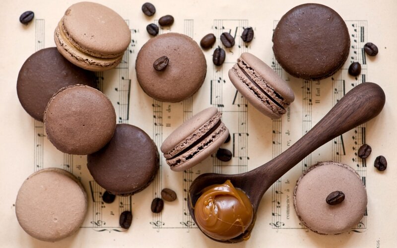 Chocolate Macarons and Coffee Beans